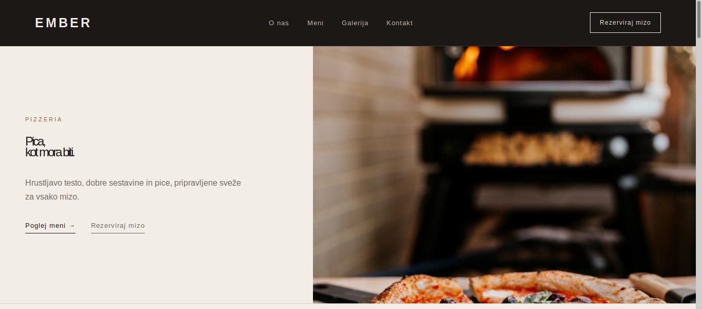 EMBER Pizzeria website concept